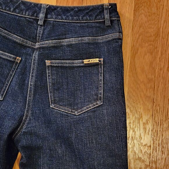 St. John Yellow Label Hi-Rise Dark Denim Straight Leg Jeans, Classic Luxury Sz 0 - Picture 7 of 10